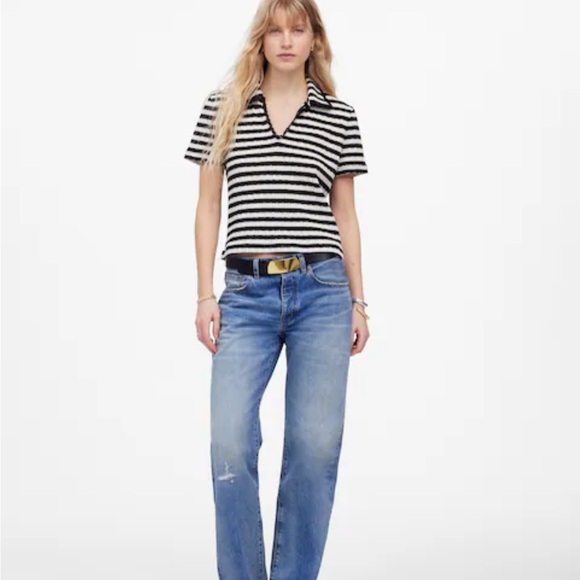 Madewell Crochet-Knit V-Neck Sweater Tee - Picture 6 of 9